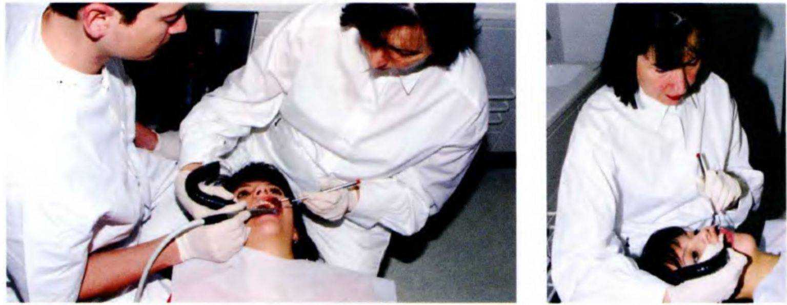 Положение врача при лечении зубов нижней челюсти